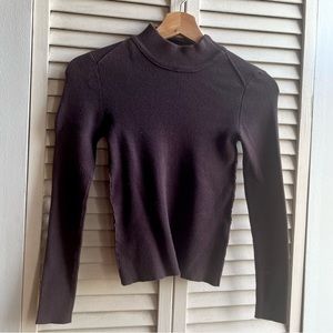 UO BDG Brown Cropped Ribbed Long Sleeve Turtleneck